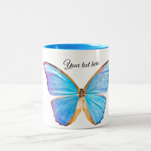 Tasse 2 Couleurs Personnaliser BLEUE BUTTERFLY (Centre)