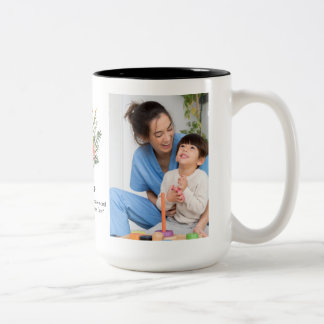 Tasse 2 Couleurs Personnaliser Nom Florals Granma Cadeau Noir Combo