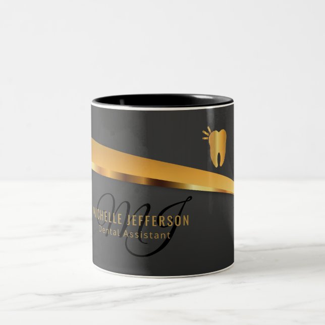 Tasse 2 Couleurs Personnel dentaire - Noir et Or (Centre)