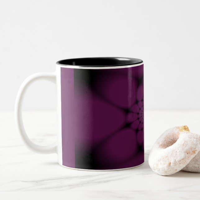 Tasse 2 Couleurs Pétale de papillon noir pourpre (Avec donut)