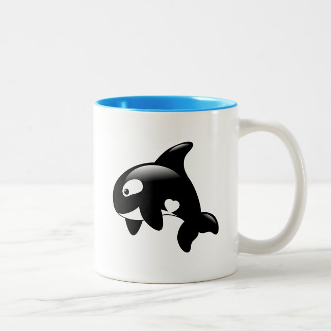 Tasse 2 Couleurs Petite baleine d'Orca (Droit)