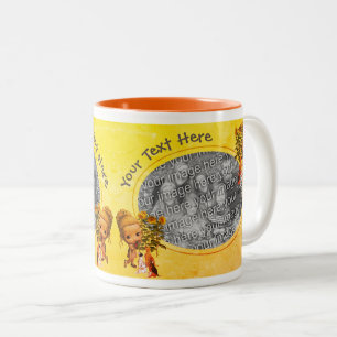 Tasse 2 Couleurs Petite fille avec chiots Photo personnalisée