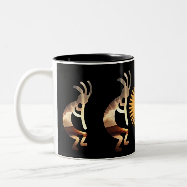 Tasse 2 Couleurs Petroglyphes de la grotte Abstraite Kokopelli (Gauche)