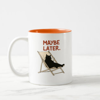 Tasse 2 Couleurs Peut-être plus tard Chat noir sur chaise de plage