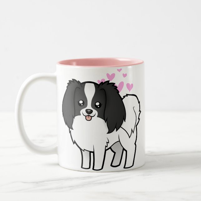 Tasse 2 Couleurs Phalene/amour Chin de Japonais (Gauche)