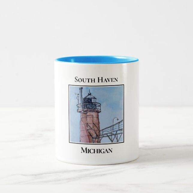 Tasse 2 Couleurs Phare de South Haven Michigan (Centre)