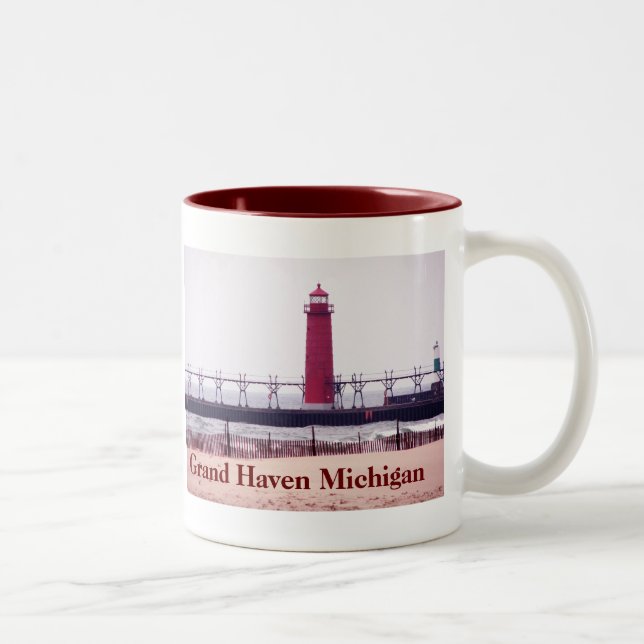 Tasse 2 Couleurs Phare grand du Michigan d'asile (Droit)