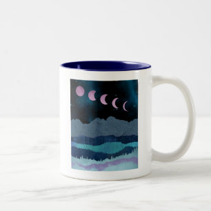 Tasse 2 Couleurs Phases de lune rose Paysage