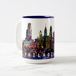 Tasse 2 Couleurs Philadelphie, Pennsylvanie en graffiti