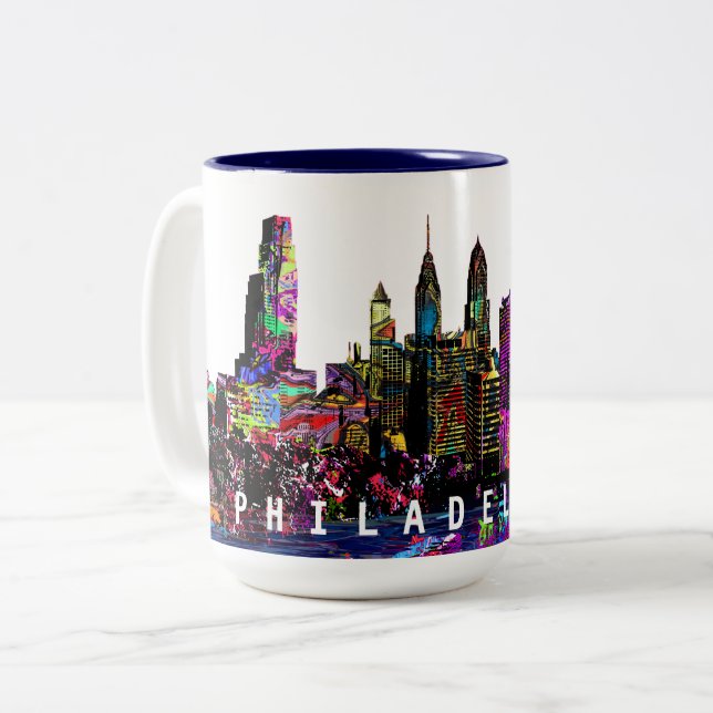Tasse 2 Couleurs Philadelphie, Pennsylvanie en graffiti (Devant gauche)