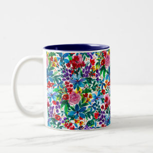 Tasse 2 Couleurs Phoebe Moderne Aquarelle Florale