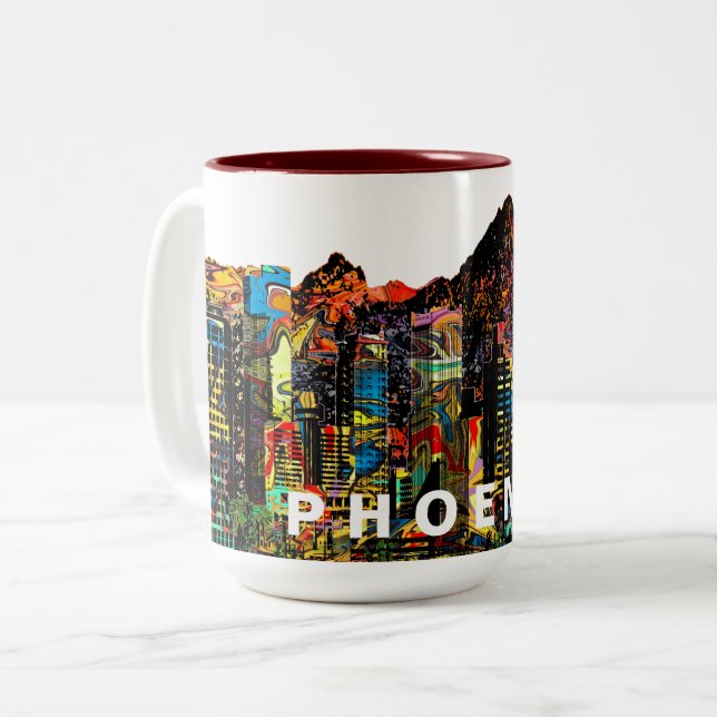 Tasse 2 Couleurs Phoenix, Arizona en graffiti (Devant gauche)