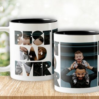 Tasse 2 Couleurs Photo calligraphie moderne 'Meilleur papa du monde