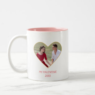 Tasse 2 Couleurs Photo & Coeur Valentine Couple personnalisé modern