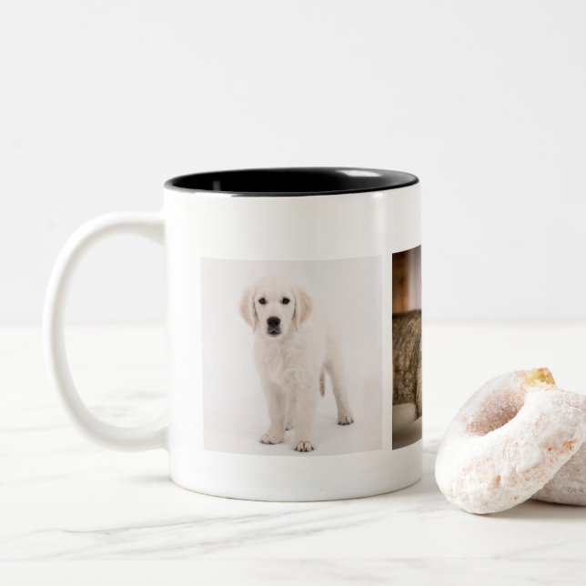 Tasse 2 Couleurs Photo d'animal familier personnalisée (Avec donut)