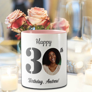 Tasse 2 Couleurs Photo d'anniversaire 30 ans gras
