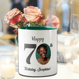 Tasse 2 Couleurs Photo d'anniversaire 70 ans gras