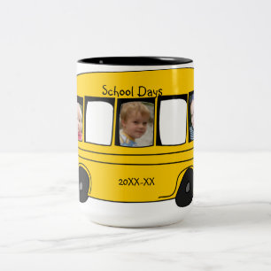 Tasse 2 Couleurs Photo d'autobus scolaire de jours d'école