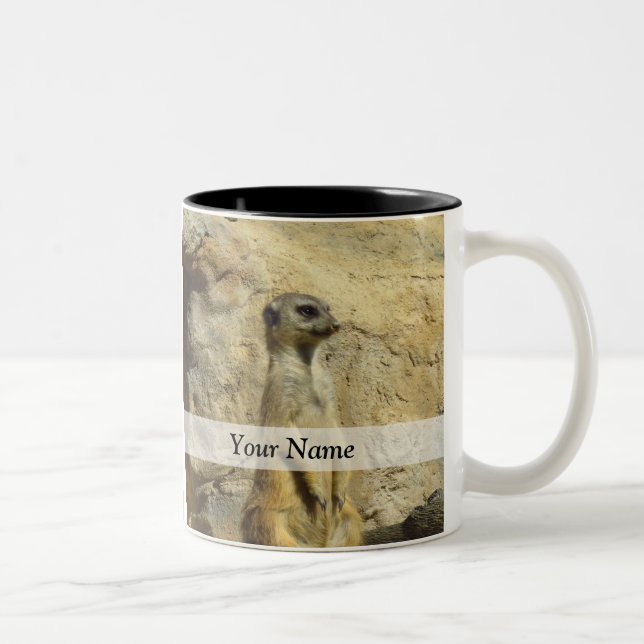 Tasse 2 Couleurs Photo de Cute meerkat (Droit)