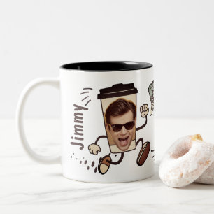 Tasse 2 Couleurs Photo de visage mignonne et lunatique heure du caf