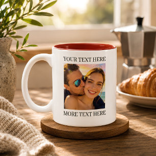 Tasse 2 Couleurs Photo et texte personnalisés