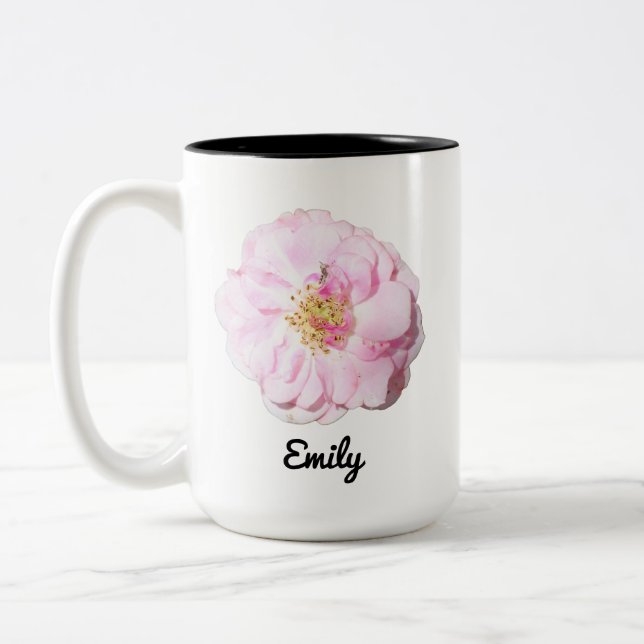 Tasse 2 Couleurs Photo rose avec nom personnalisé (Gauche)