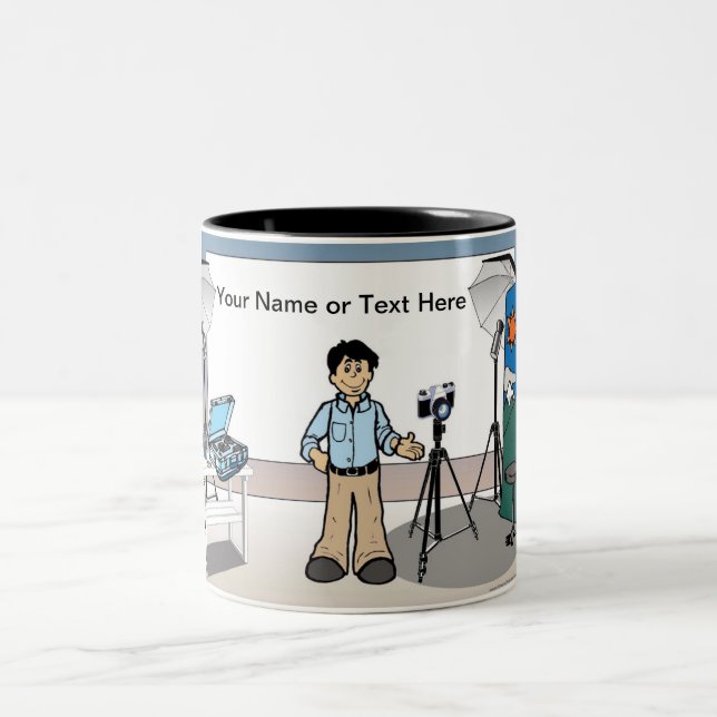 Tasse 2 Couleurs Photographe personnalisé - Dessin masculin (Centre)