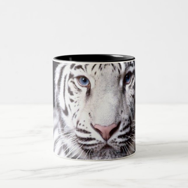 Tasse 2 Couleurs Photographie blanche de tigre de Bengale (Centre)