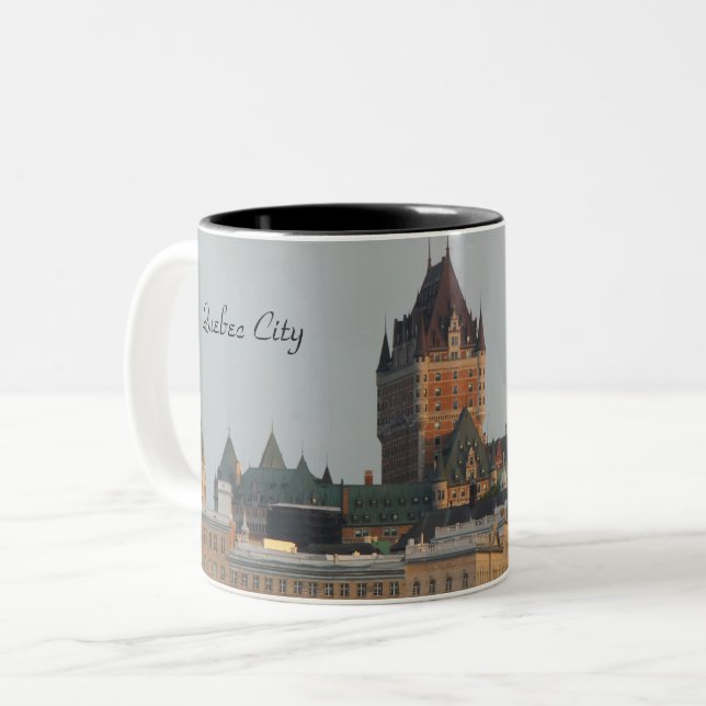 Tasse 2 Couleurs Photographie d'une belle silhouette de Québec (Devant gauche)