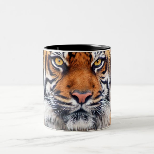 Tasse 2 Couleurs Photographie masculine de peinture de tigre (Centre)
