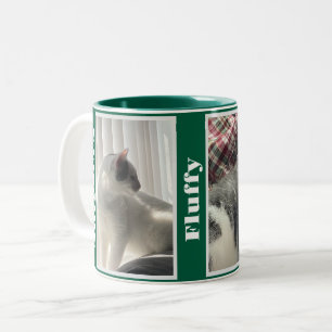 Tasse 2 Couleurs Photos et noms d'animaux de compagnie vert chasseu
