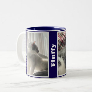 Tasse 2 Couleurs Photos et noms de animaux de compagnie bleu marine