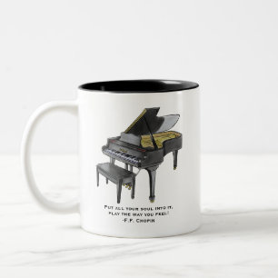 Tasse 2 Couleurs Piano à queue aquarelle Illustration Citation Cho