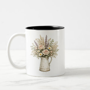 Tasse 2 Couleurs Pichet Floral Rustique