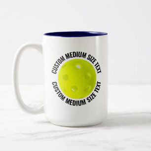 Tasse 2 Couleurs Pickleball & Texte Moyen BLEU NAVY 15oz Personnali