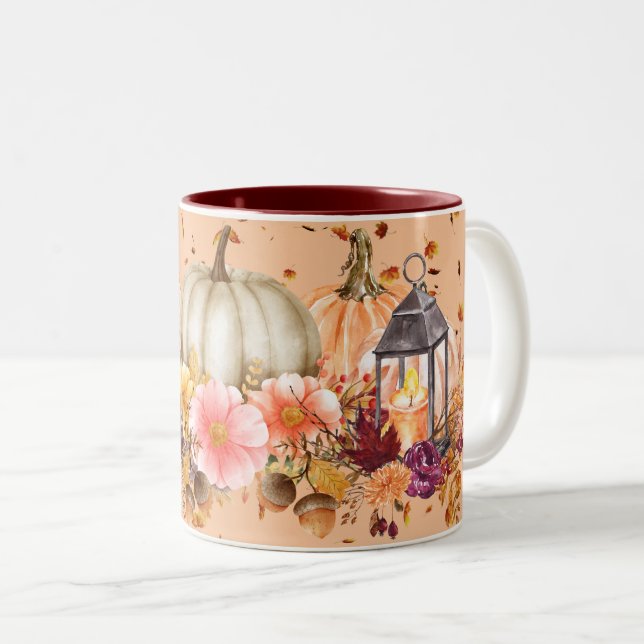 Tasse 2 Couleurs Pièce Citrouille d'automne (Devant droit)
