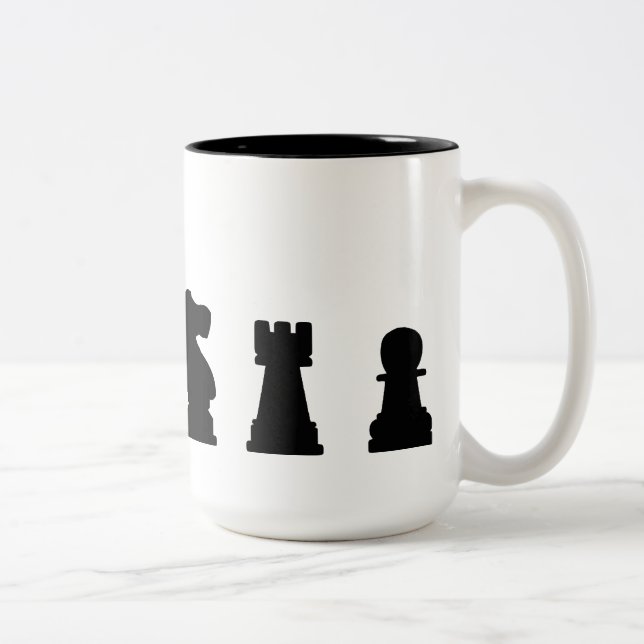 Tasse 2 Couleurs Pièces d'échecs noires sur le blanc (Droit)