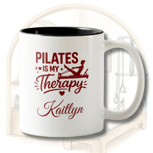 Tasse 2 Couleurs Pilates est ma thérapie Nom personnalisé