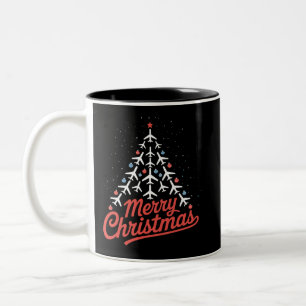 Tasse 2 Couleurs Pilote de l'arbre de Noël d'avion