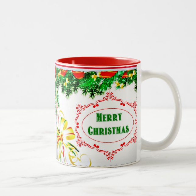 Tasse 2 Couleurs Pine Bough Joyeux Noël (Droit)