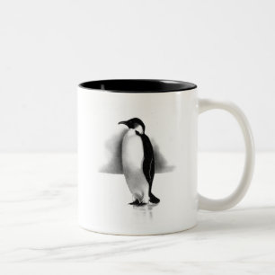 TASSE 2 COULEURS PINGOUIN AU CRAYON : ART DE RÉALISME