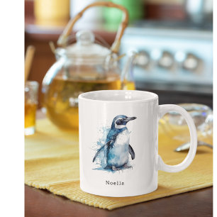 Tasse 2 Couleurs Pingouin d'aquarelle Arctique, personnalisé