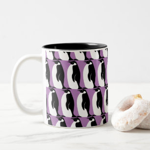 Tasse 2 Couleurs Pingouin Motif violet noir blanc