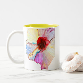 Tasse 2 Couleurs Pink aquarelle tulipe art