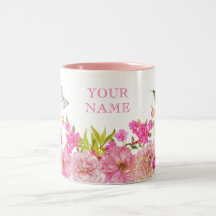 Pink Floral aquarelle tropicale oiseau nom personn