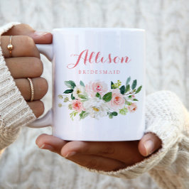 Tasse 2 Couleurs Pink floral Bridesmaid Personnalisé