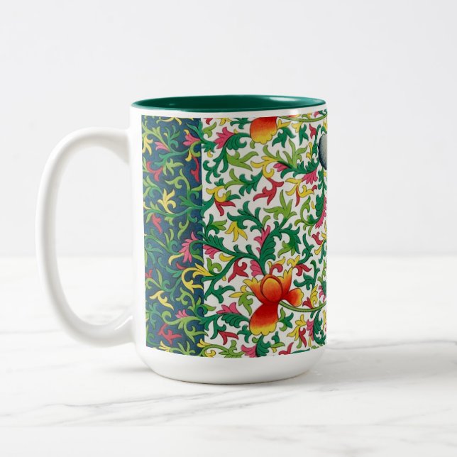 Tasse 2 Couleurs Pink Lotus Garden Chinoiserie Botanique (Gauche)