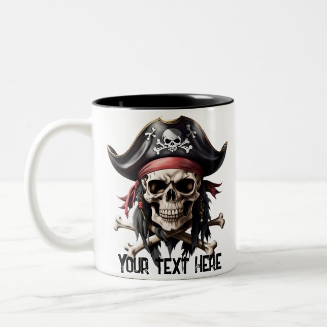 Tasse 2 Couleurs Pirate crâne et os croisés (Gauche)