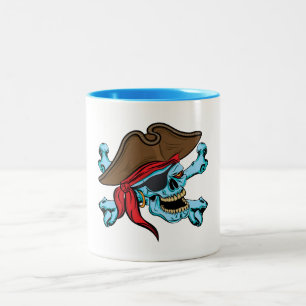 Tasse 2 Couleurs Pirate crâne et os croisés