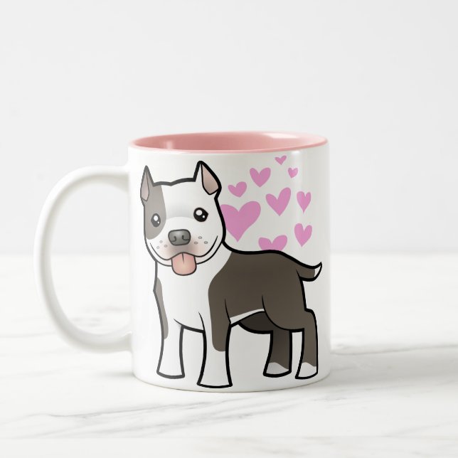 Tasse 2 Couleurs Pitbull/amour Staffordshire Terrier américain (Gauche)